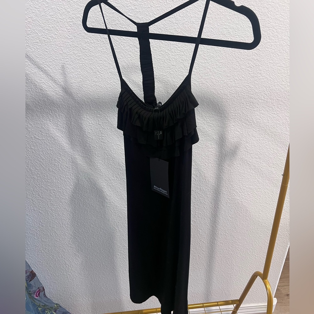 Silver Dagger NWT Black Ruffle T-strap Bodycon Dress